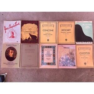 Lot of 10 Classical Music Piano Books, Chopin Mozart, Bach, Concone Vintage￼